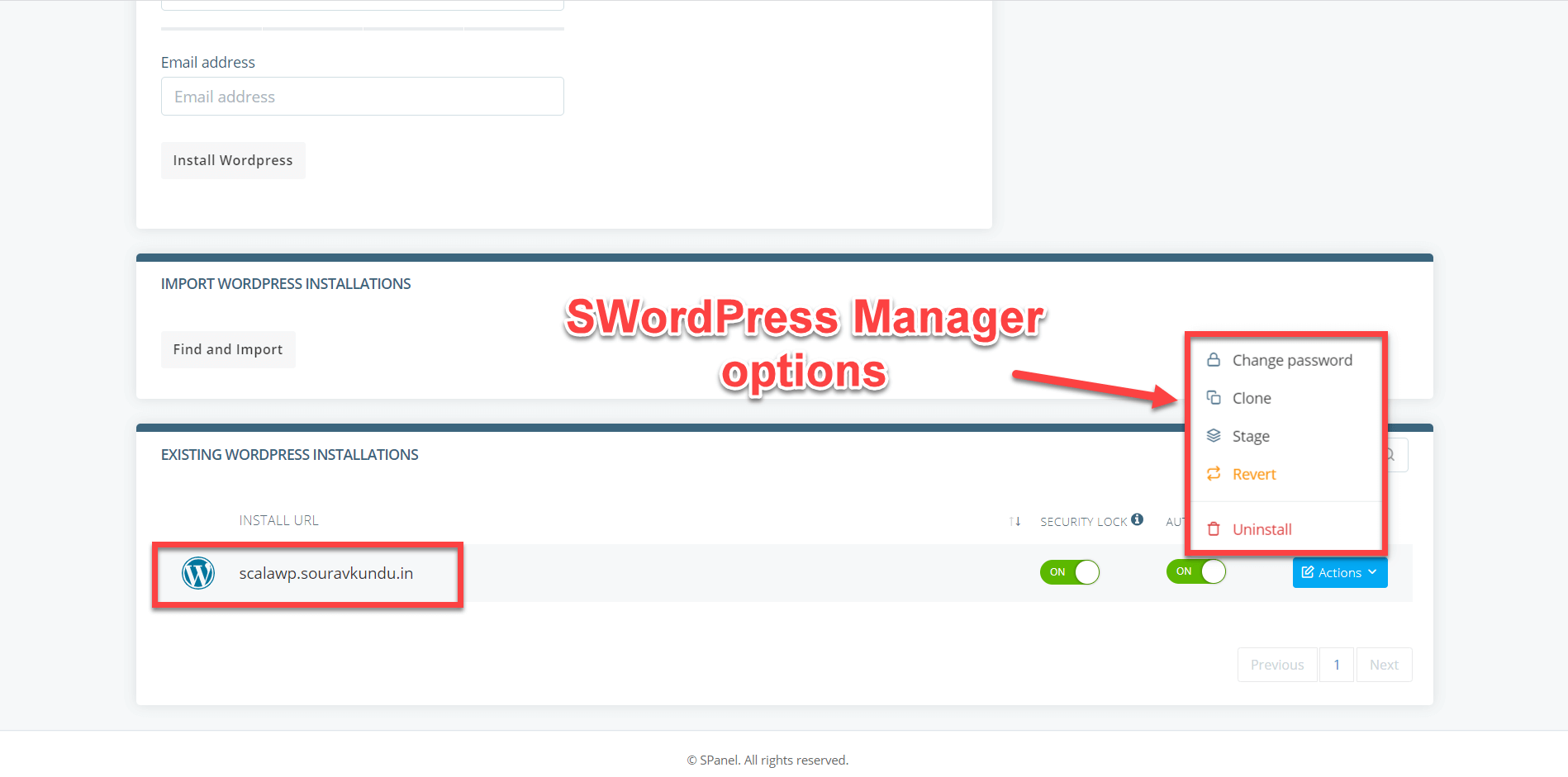 scala swordpress manager options