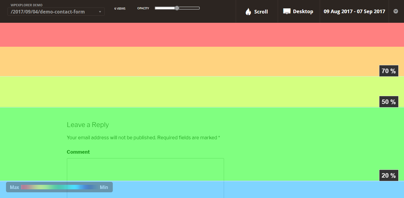 scroll heatmap in mouseflow for wordpress