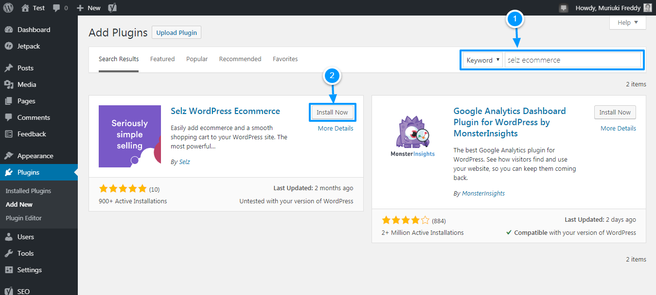 selz wordpress ecommerce plugin