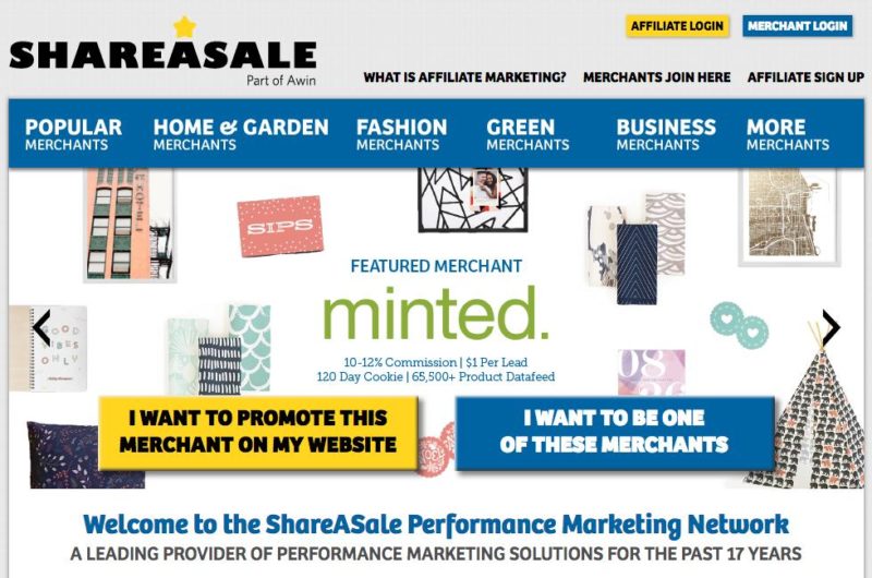 Screenshot of Share-A-Sale