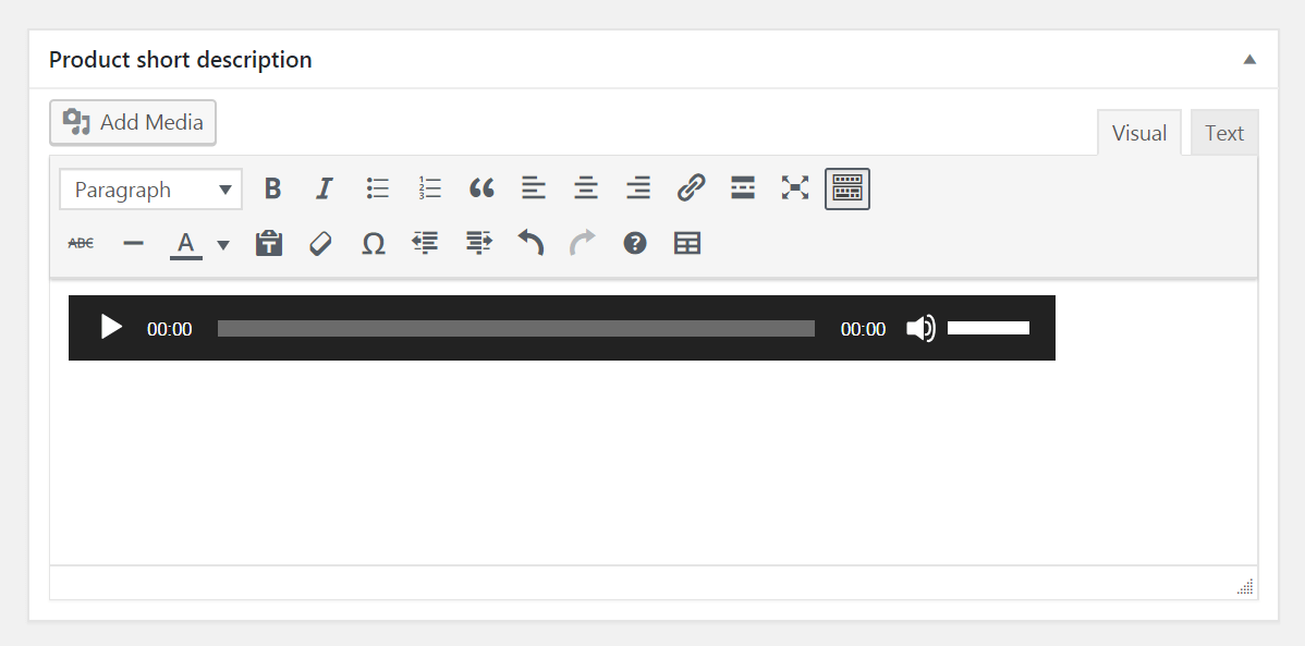 WooCommerce Media Player Short Description