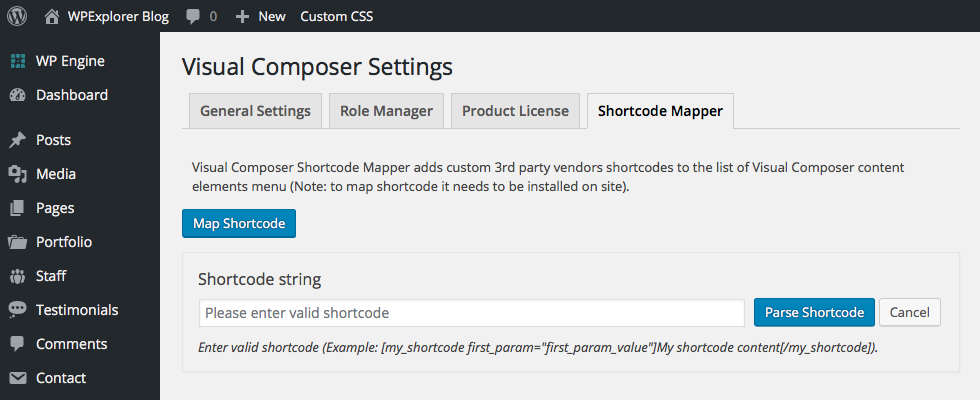 Visual Composer Shortcode Mapper