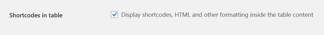 WooCommerce shortcodes in Table Setting