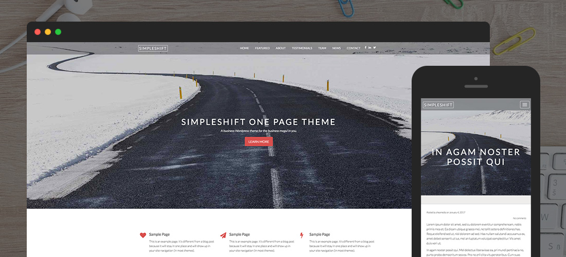 SimpleShift Single Page Corporate WordPress Theme