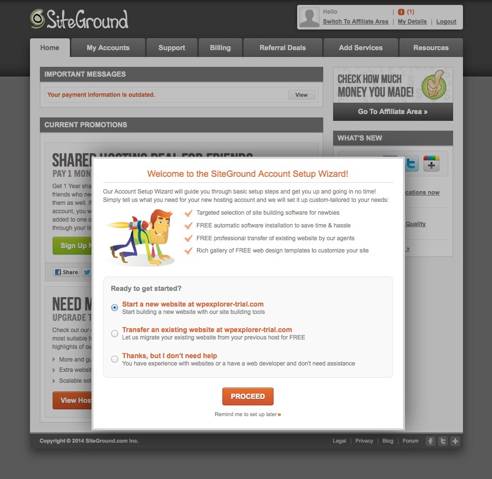 SiteGround Setup Wizard