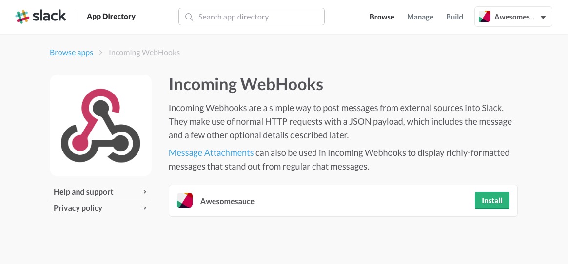 Slack Incoming Webhooks App