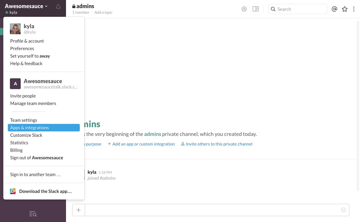 Slack Install Apps