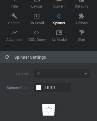 Slider Revolution General Options: Spinner