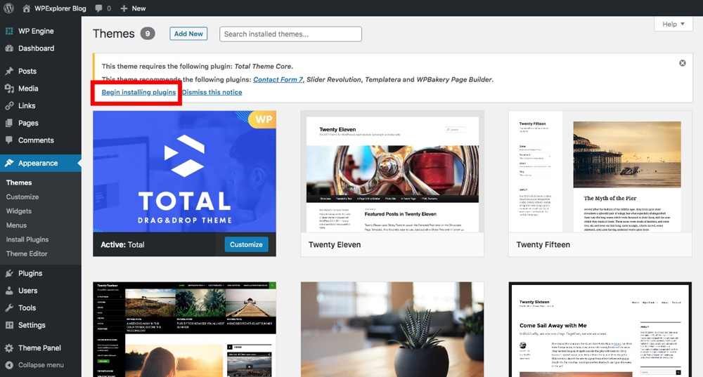Total Theme Install Plugins