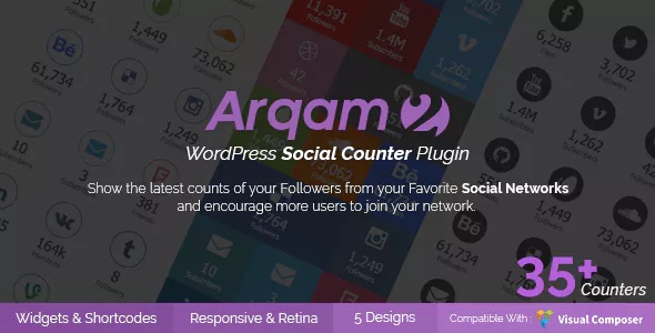 Complemento de contador social para WordPress - Arqam