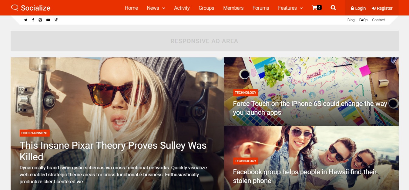 socialize community wordpress theme