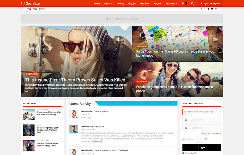 Socialize WordPress Theme