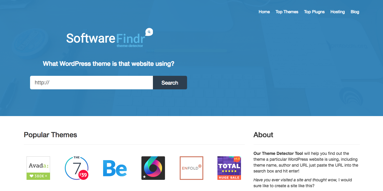 SoftwareFindr Theme Detector-tool