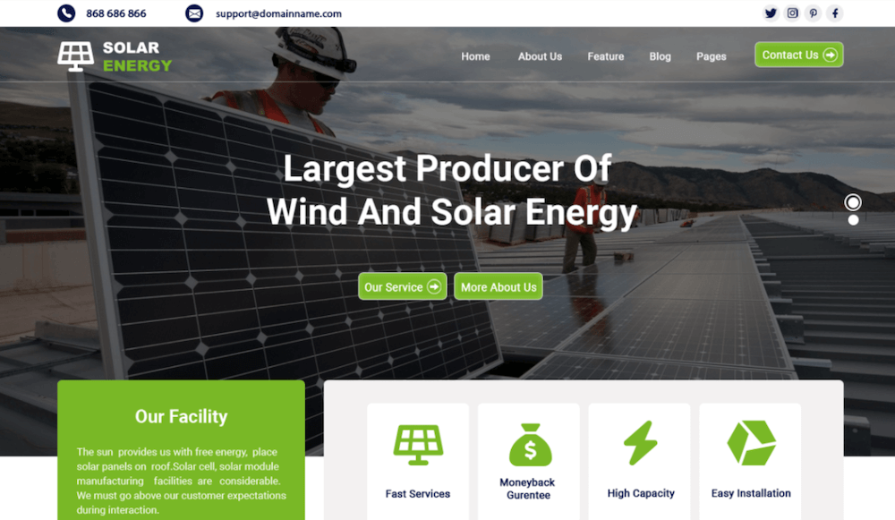 Solar Services Free WordPress Theme