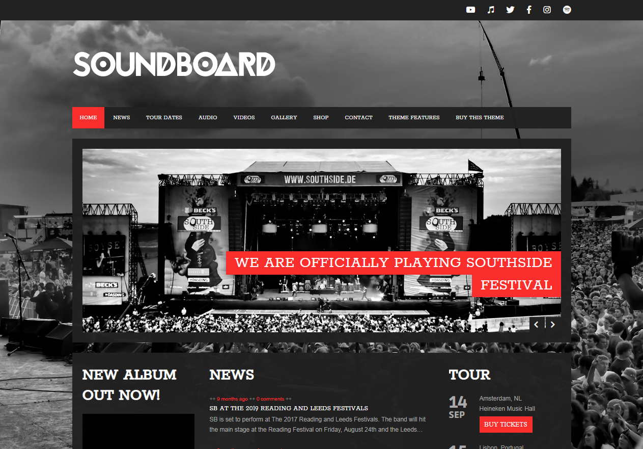 soundboard wordpress theme for musicians