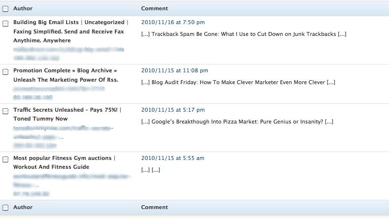Trackback spam