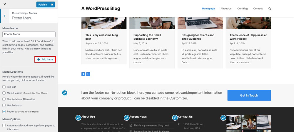 Build WordPress Menu - Live Customizer