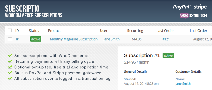 Подписка - WooCommerce Подписки Премиум Плагин WordPress