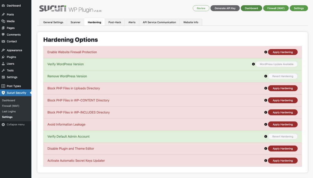 Sucuri Security Hardening