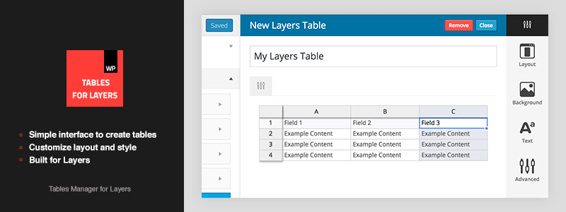 Tables for Layers Premium WordPress Plugin