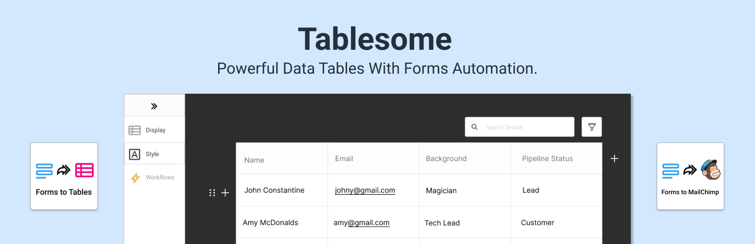Tablesome Contact Form DB Add-on