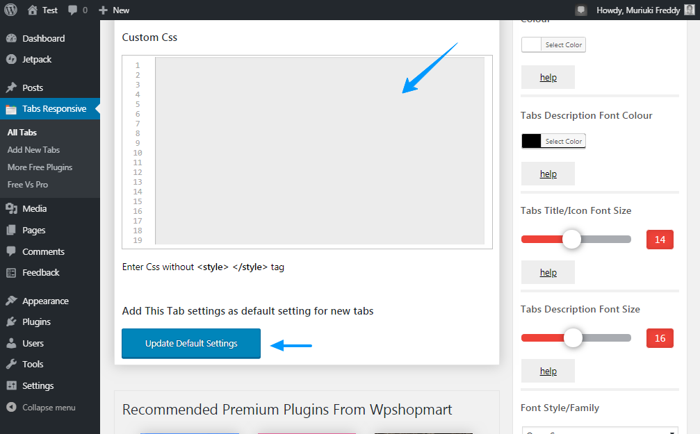 tabs wordpress plugin custom css