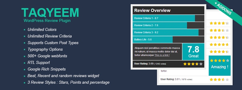 Taqyeem WordPress Ratings & Reviews