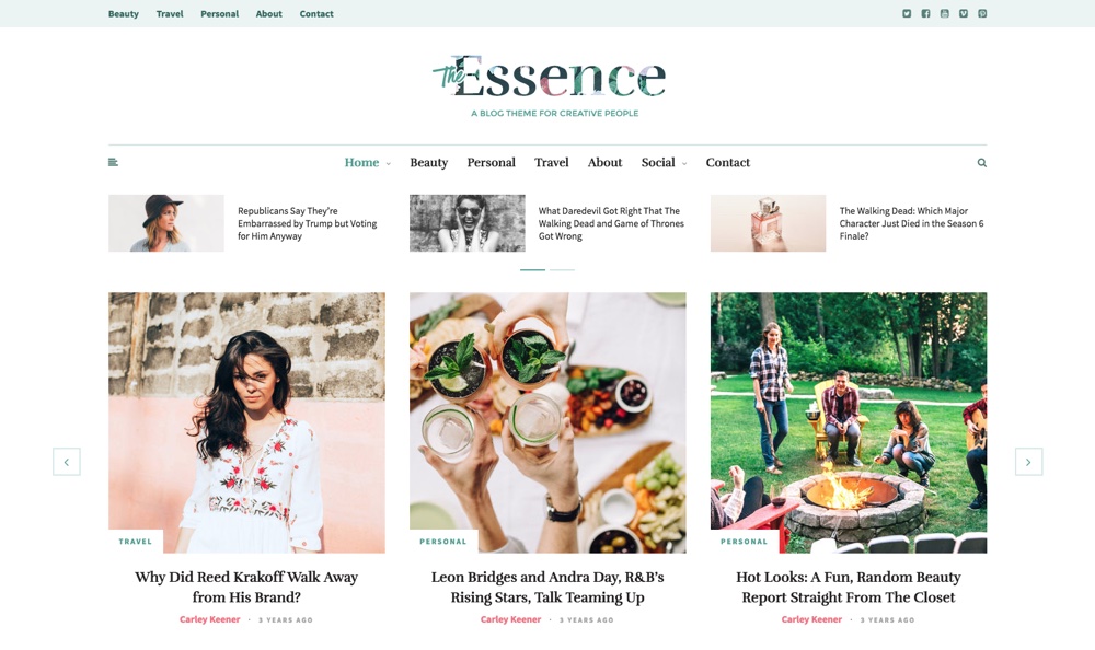 The Essence Responsive WordPress Blog Theme