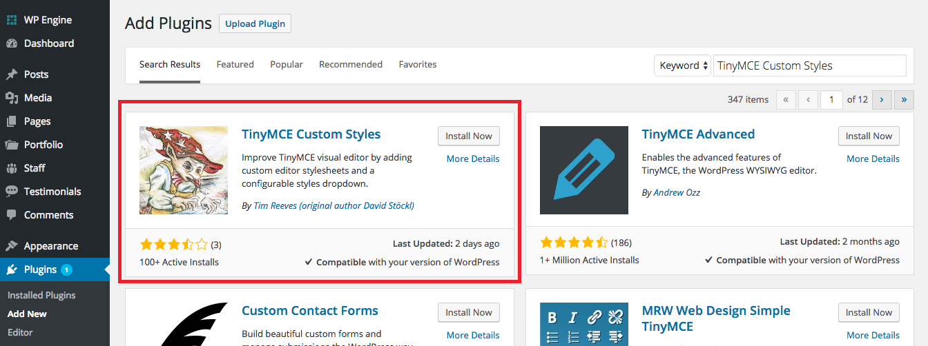 TinyMCE Custom Styles Plugin