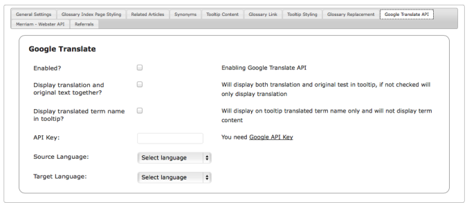 tooltip glossary Google Translate