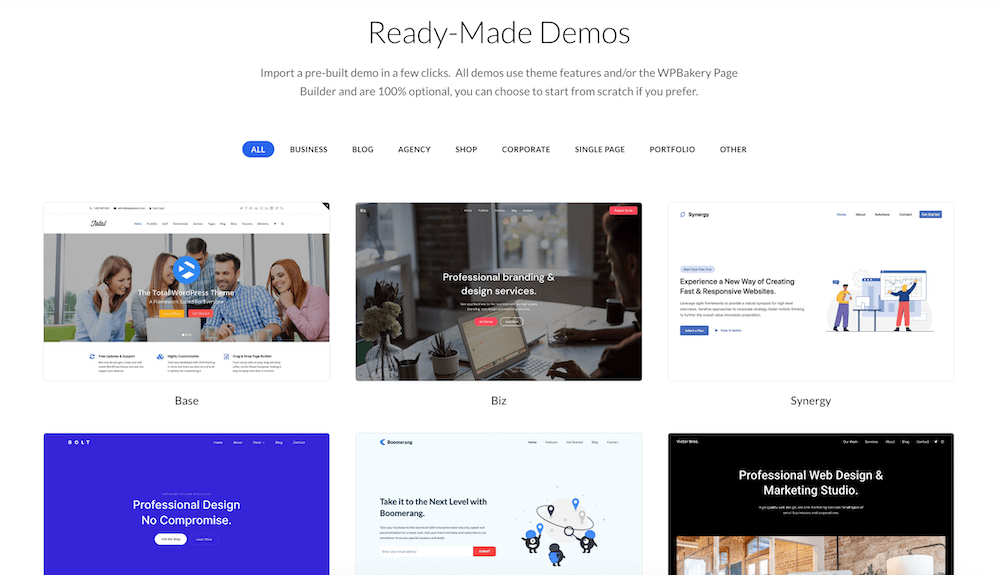 Total Landing Page Demos