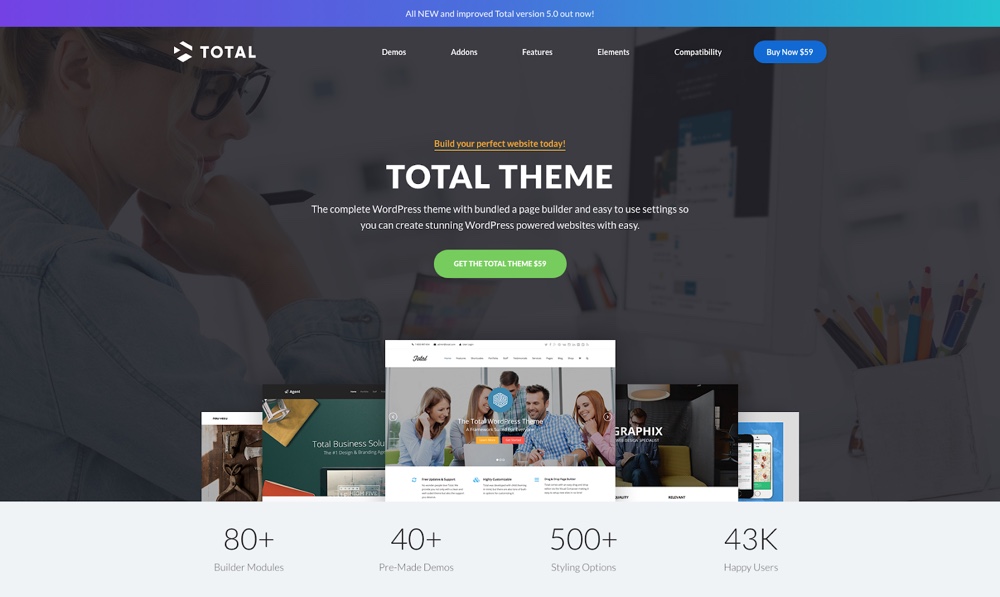 Total WordPress Theme Landing Page