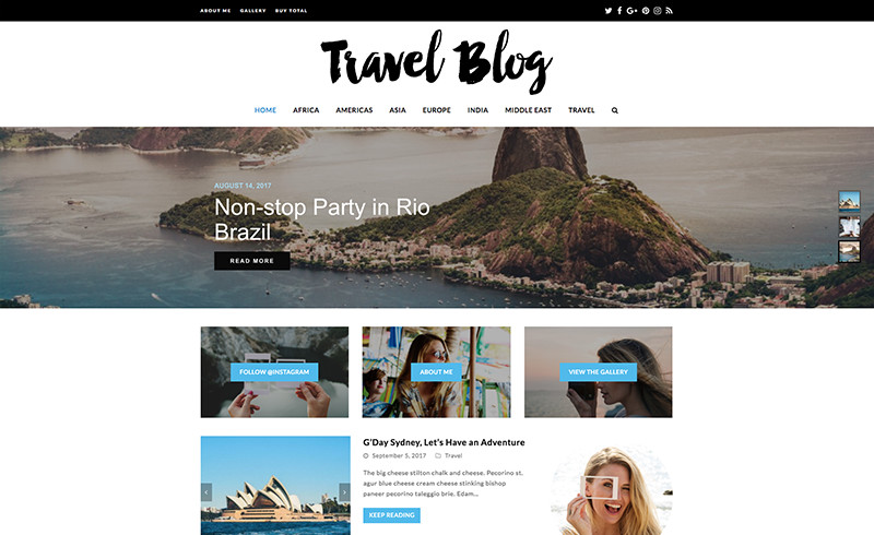 Total WordPress Theme (Travel Blog Demo)