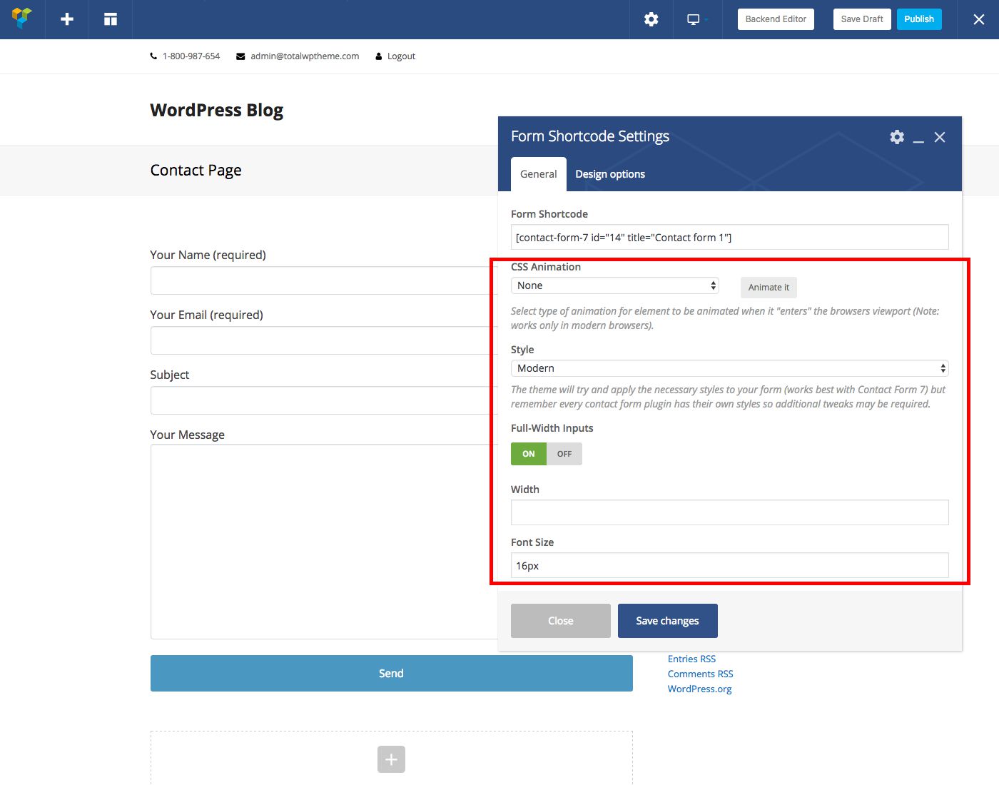 Total Theme: Form Options