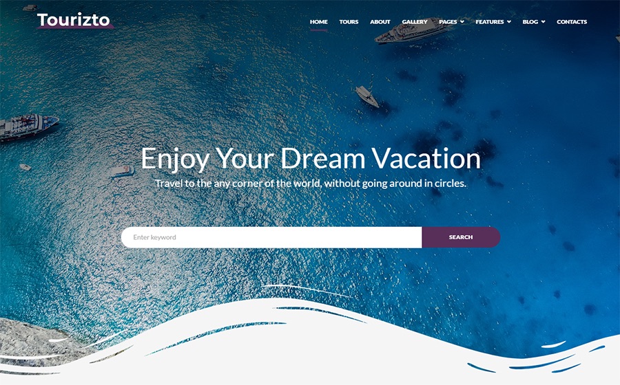 Empresa de viagens Touriz Elementor WordPress Theme