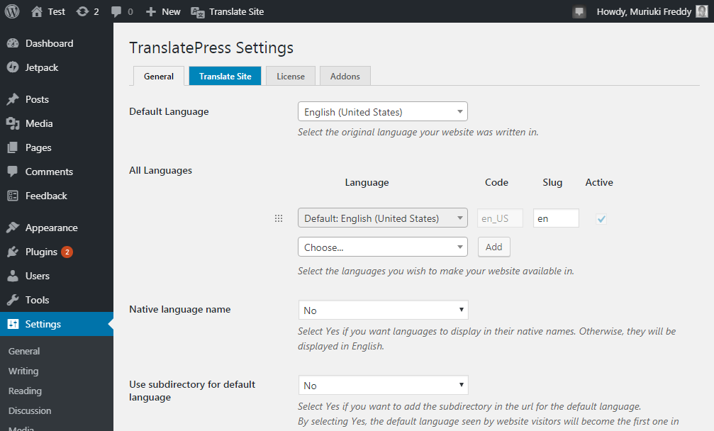 translatepress options