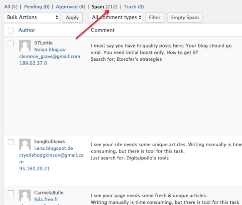 Get Rid of Spam and Trash Comments