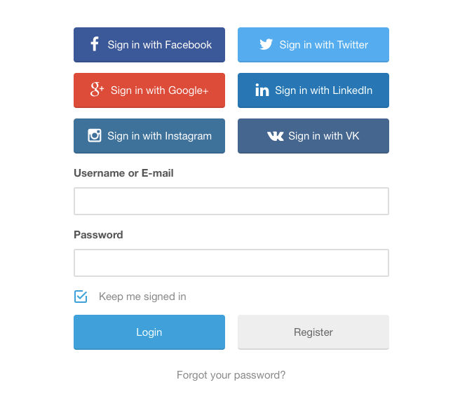 FaceBook Login  ВКонтакте