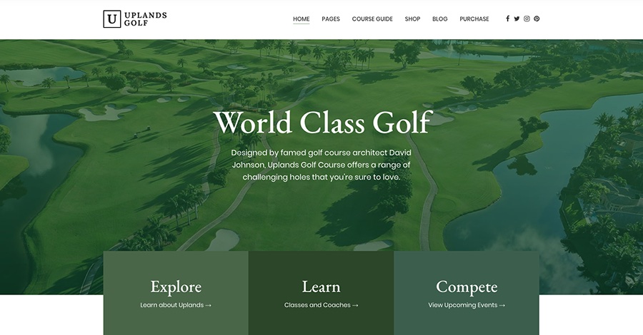 Uplands Golf Course, Driving Range & Golf Pro Booking Theme