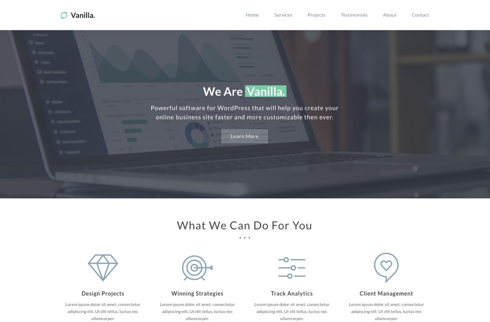 Total WordPress Theme: Demostración de Vanilla Agency
