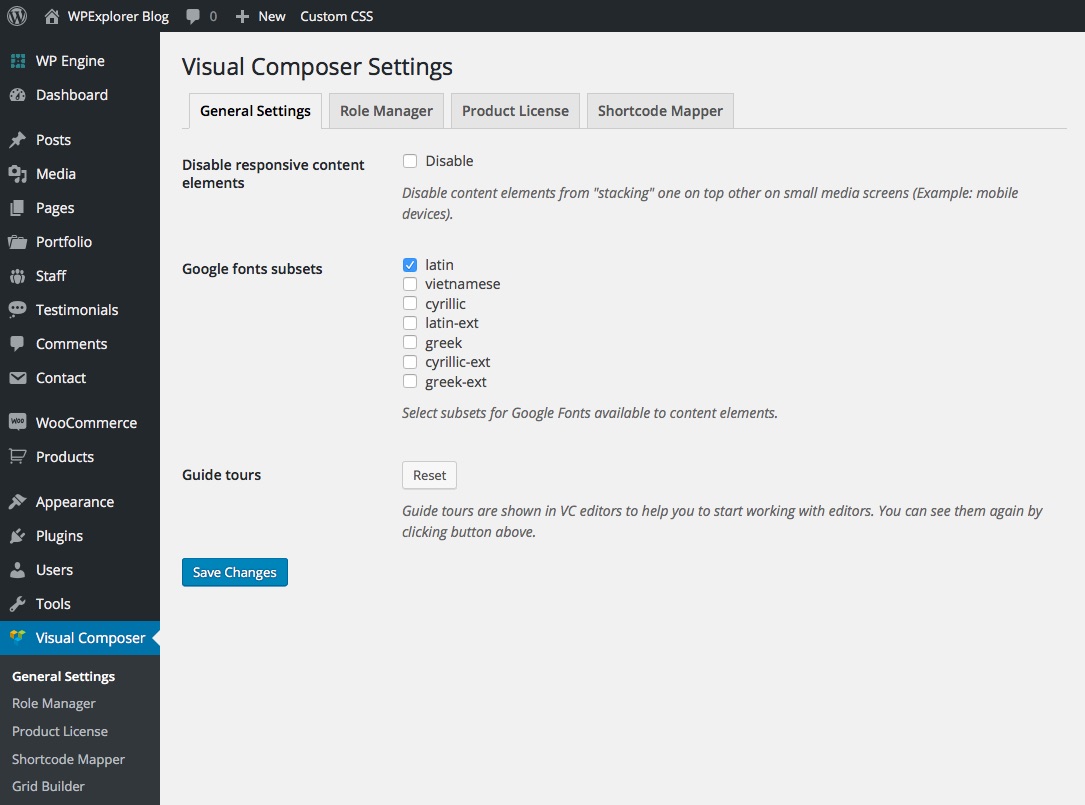 Visual Composer General Settings