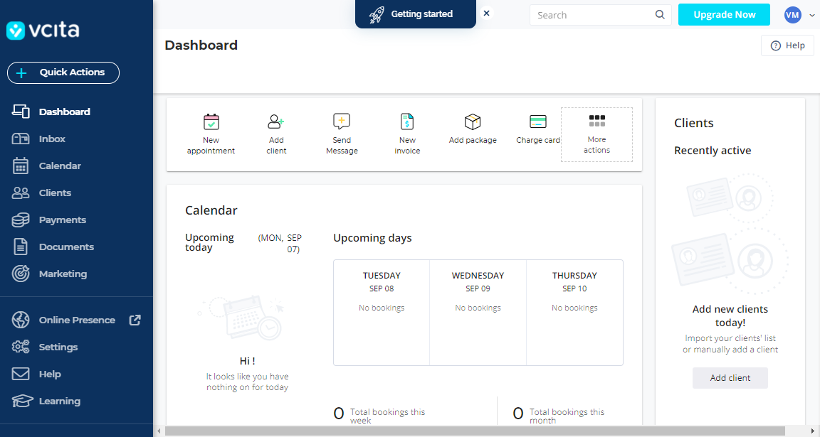 vcita dashboard