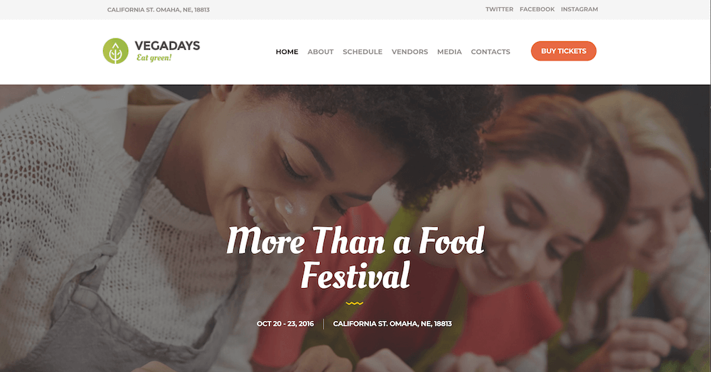VegaDays Food Festival & Eco Event WordPress Theme