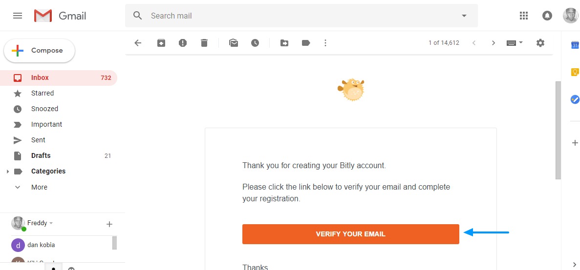 verifying bitly account via email