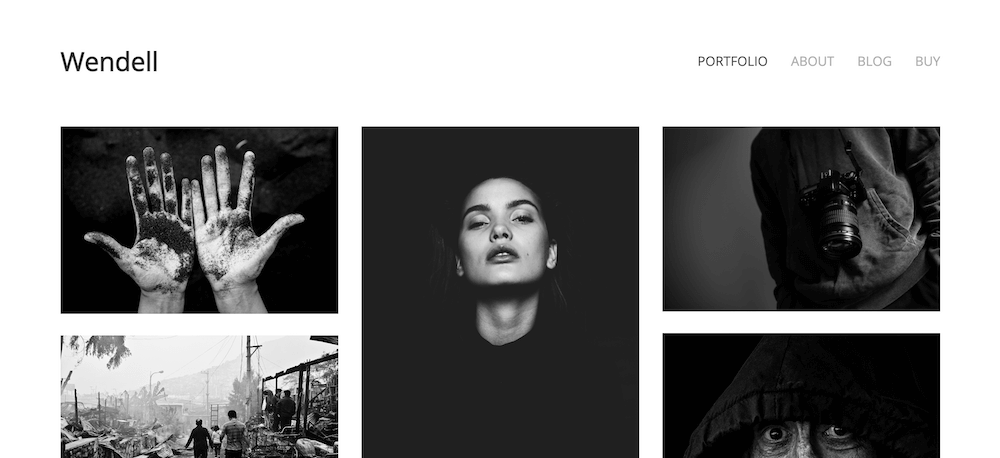 Wendell Black and White Masonry WordPress Theme