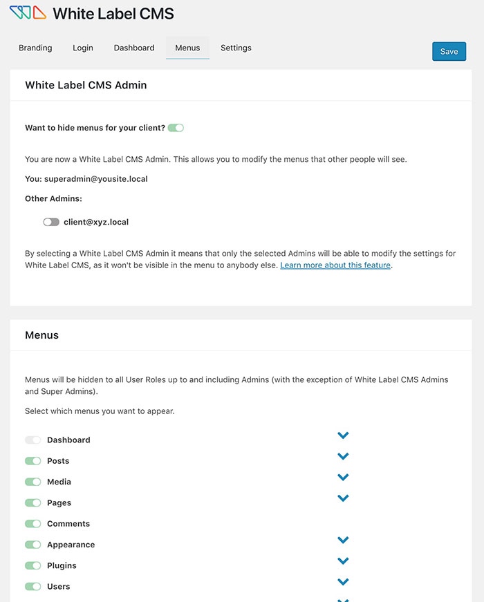 White Label CMS Example
