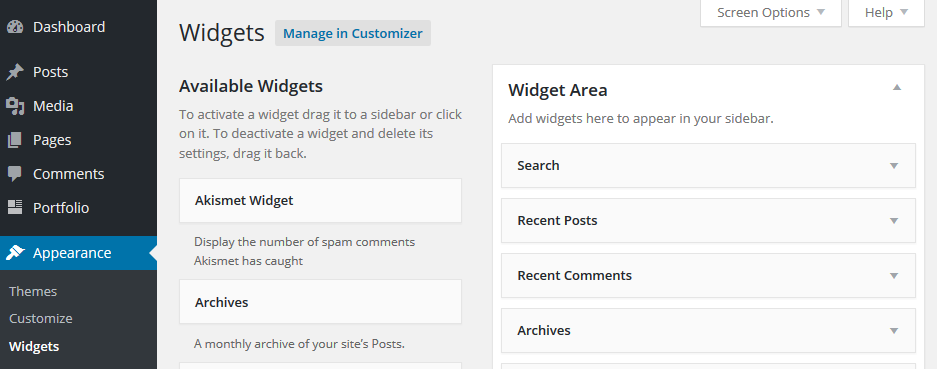 Add WordPress Widgets
