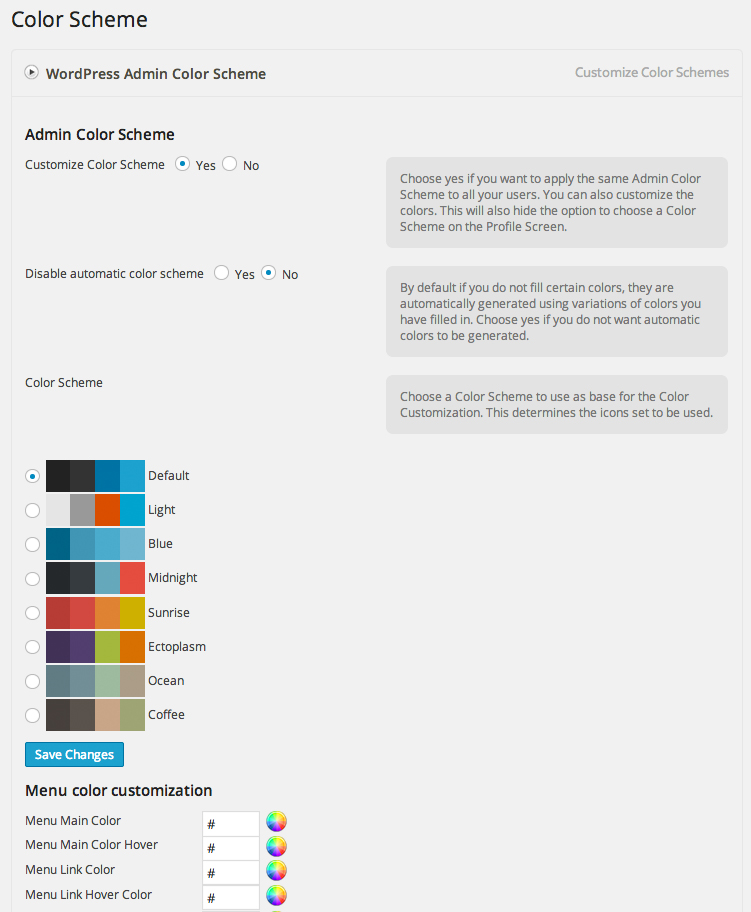 Color Scheme Options