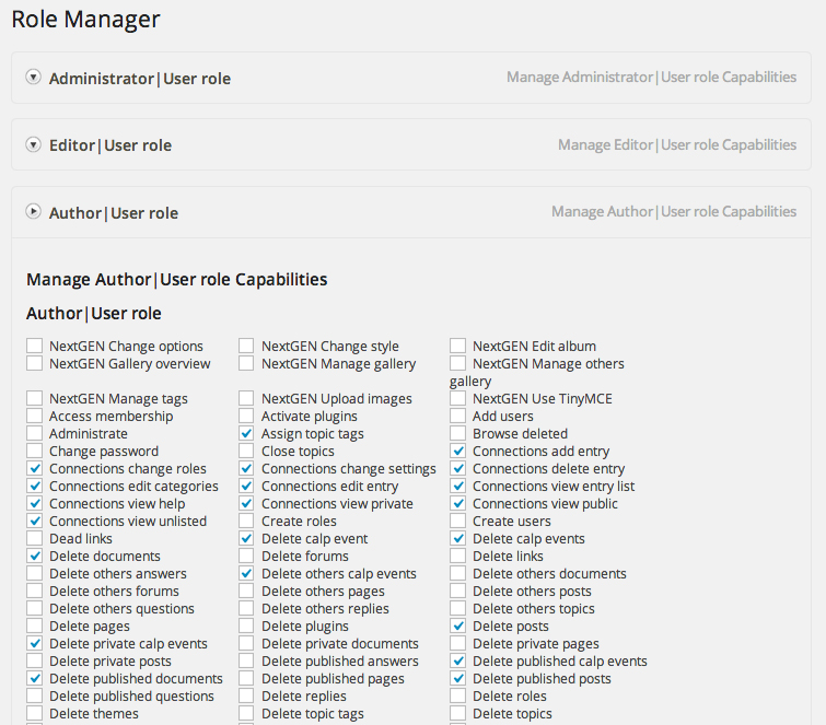 Role Manager Options