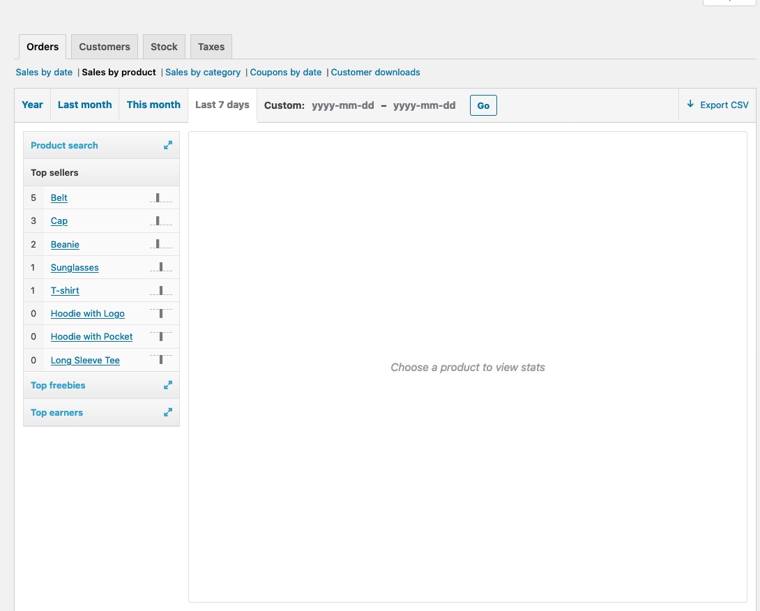 WooCommerce Product Sales Report